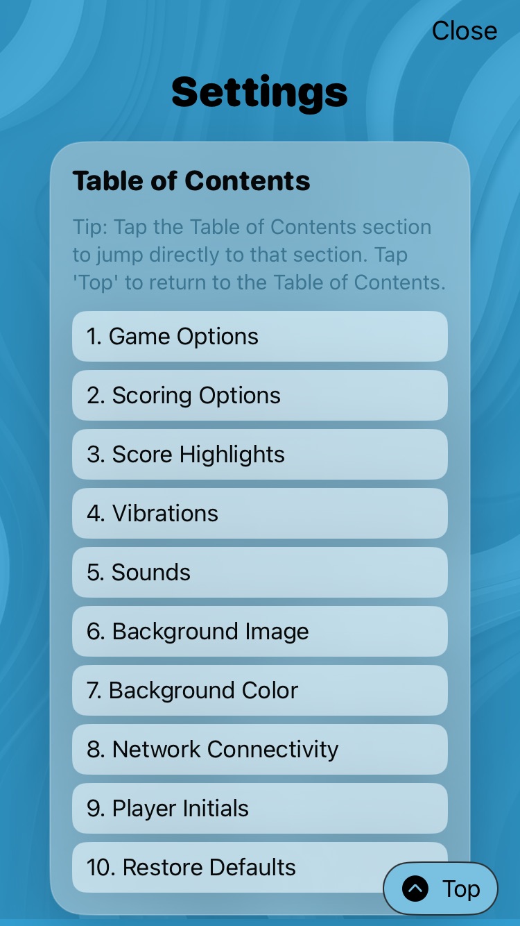 YatzyVibe Settings Demo
